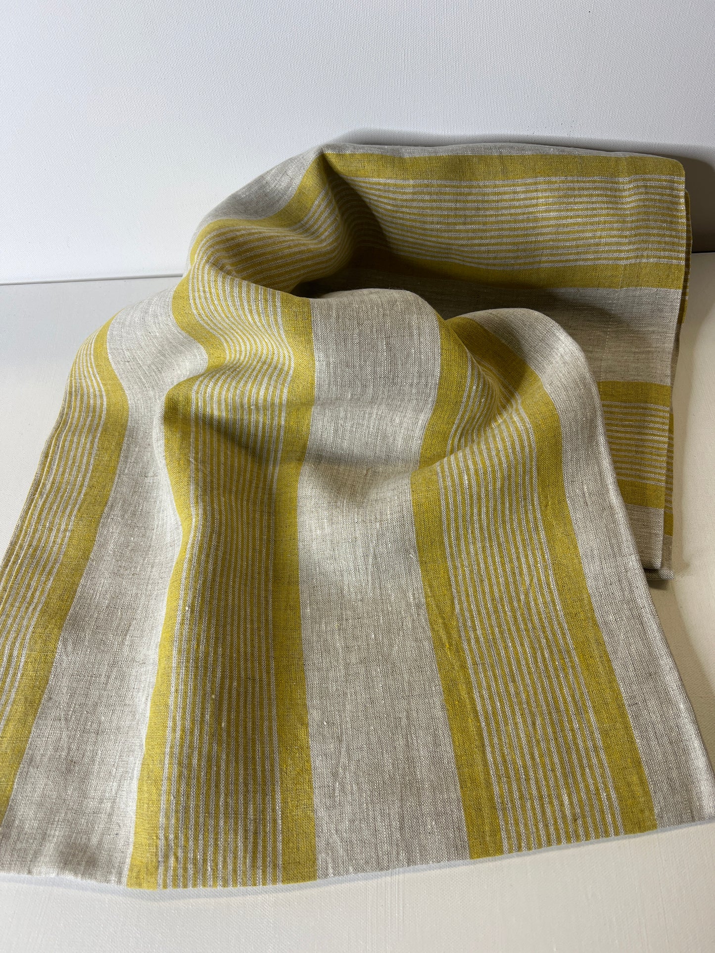 Light Mustard Stripe Linen Tablecloth