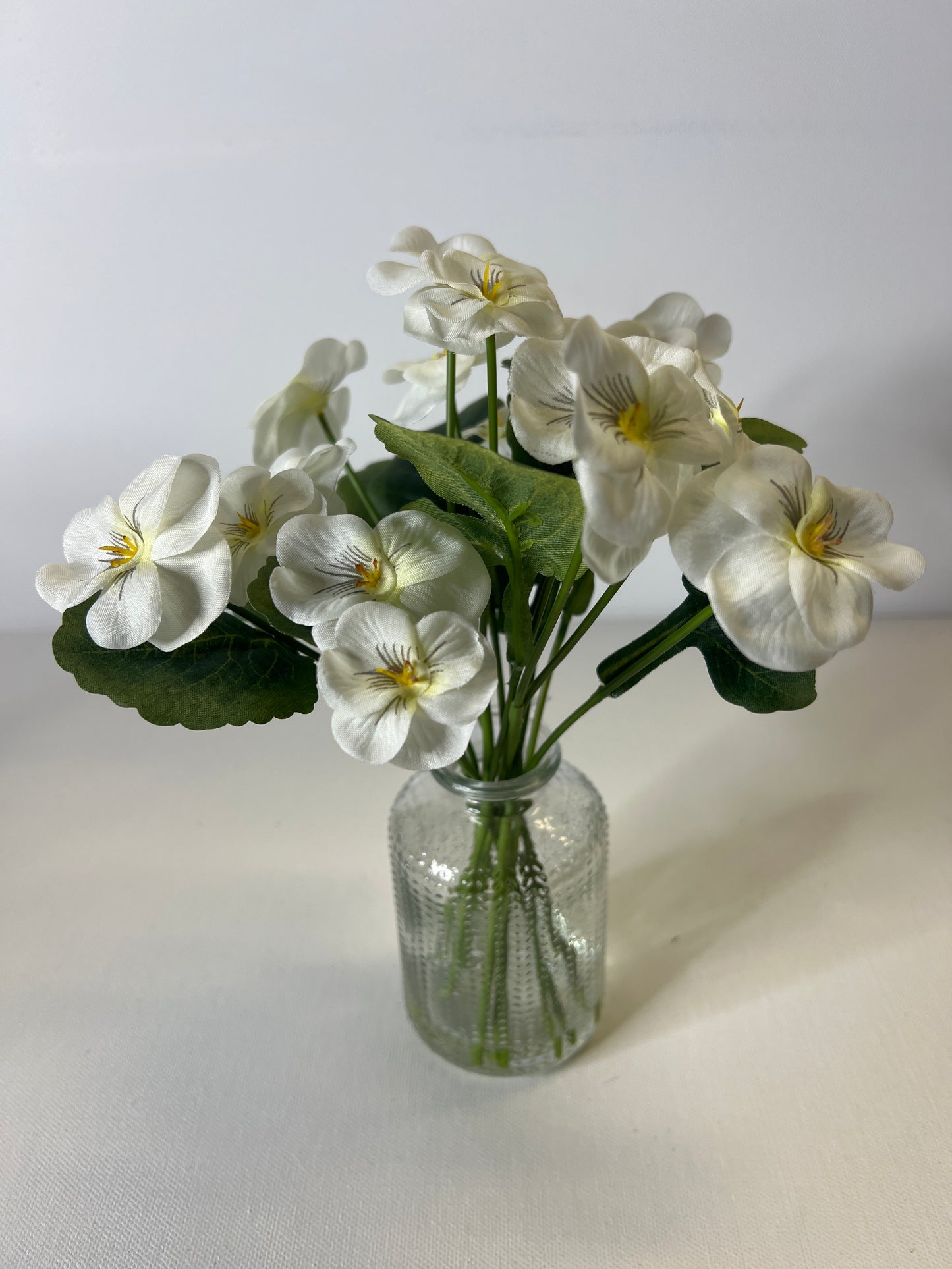 9" Tall White Pansy