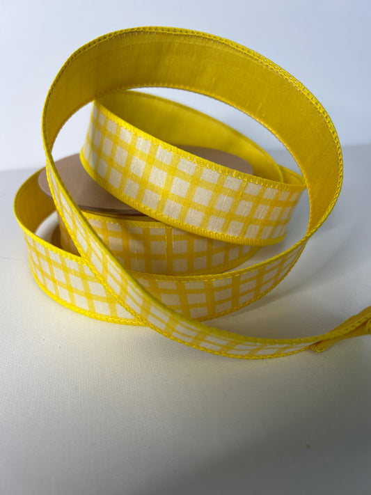 1 1/2" Yellow/White Check Ribbon