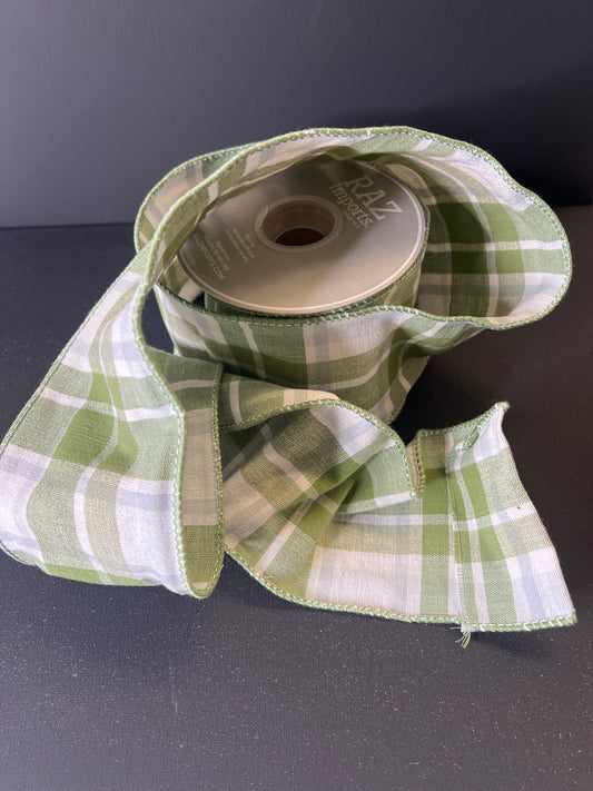 4" 10yds Green Plaid