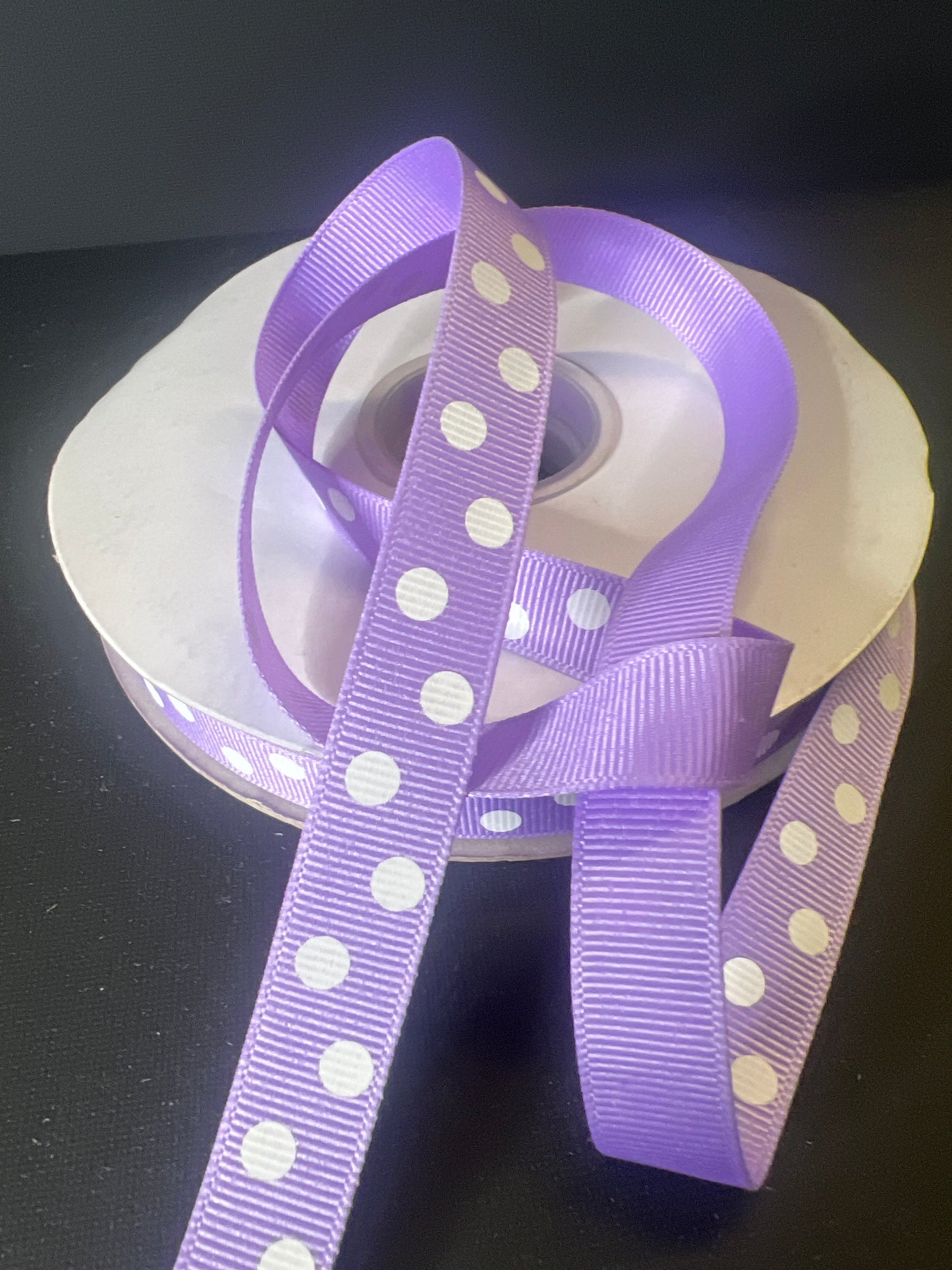 5/8" 50yds Grosgrain Purple Dot