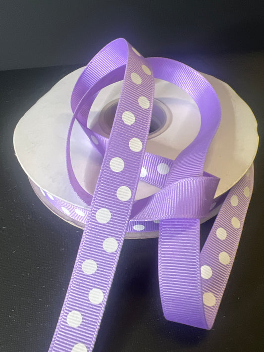 5/8" 50yds Grosgrain Purple Dot