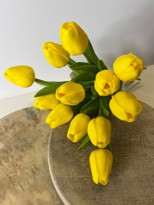 Real Touch Tulips Yellow Bunch of 12