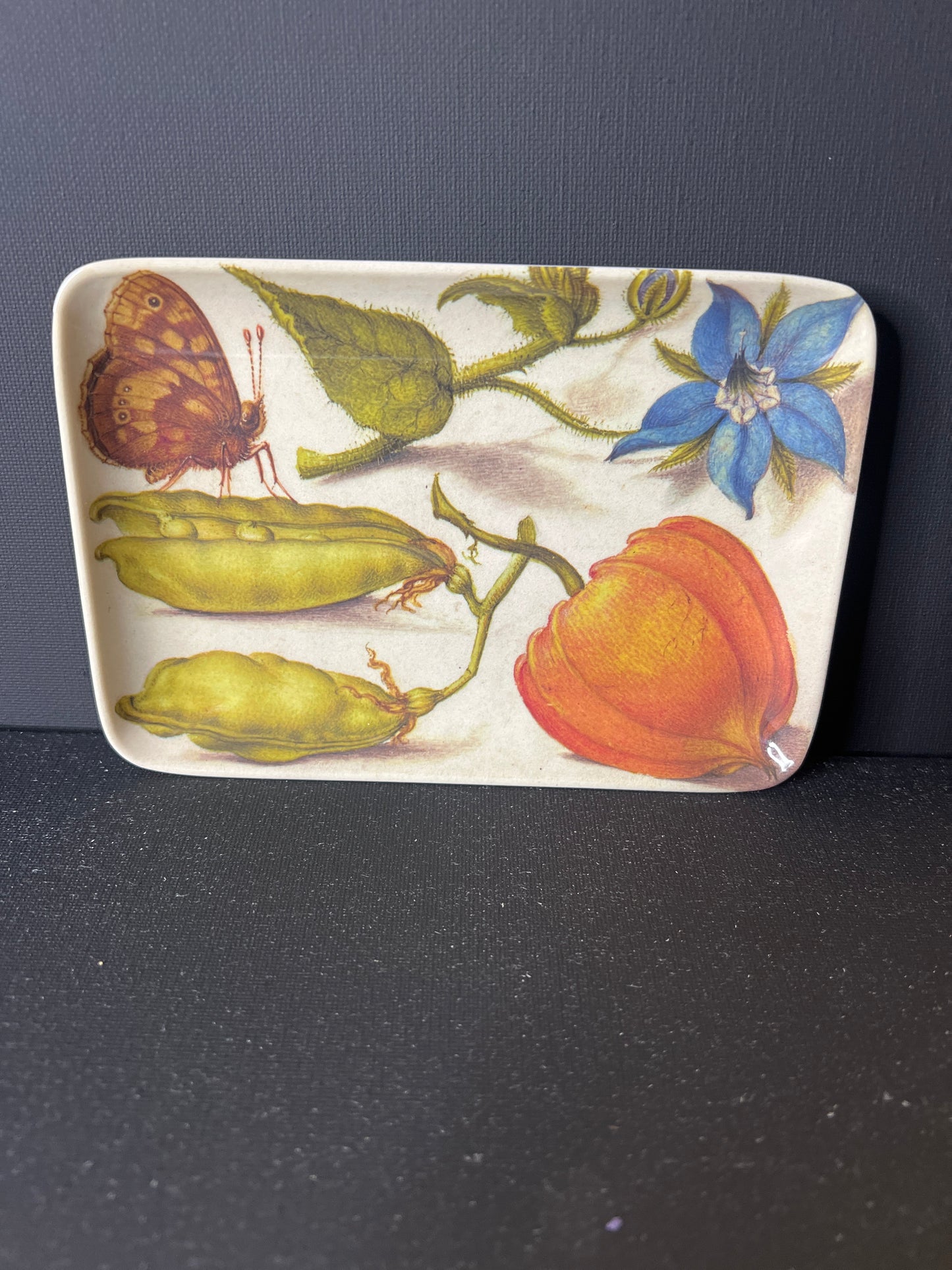 Butterfly With Green Bean Melamine Trinket Tray