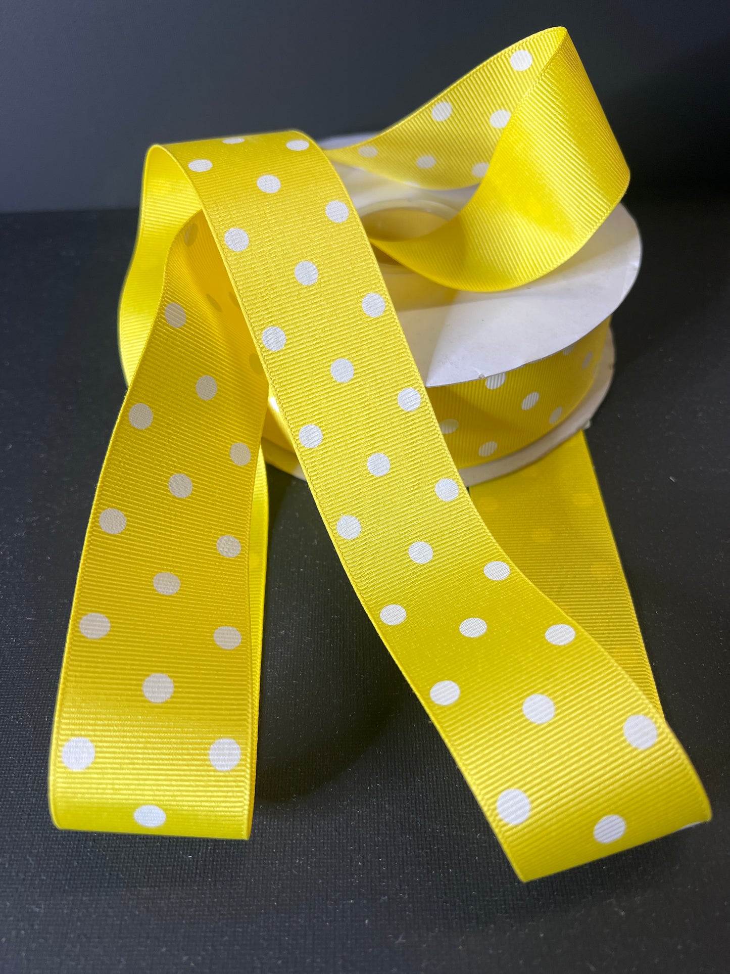 1 1/2" 50yds Grosgrain Yellow Dot