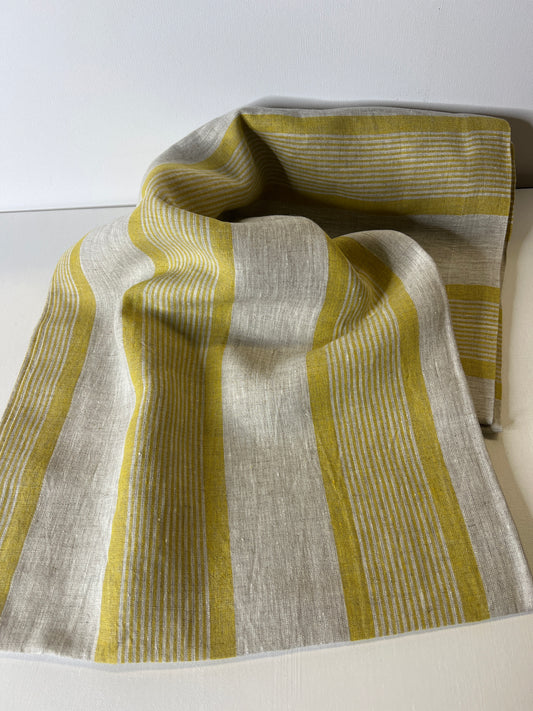 Light Mustard Stripe Linen Tablecloth
