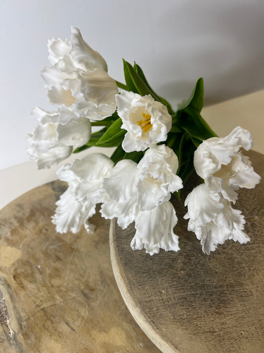 Real Touch Tulips White Bunch of 12
