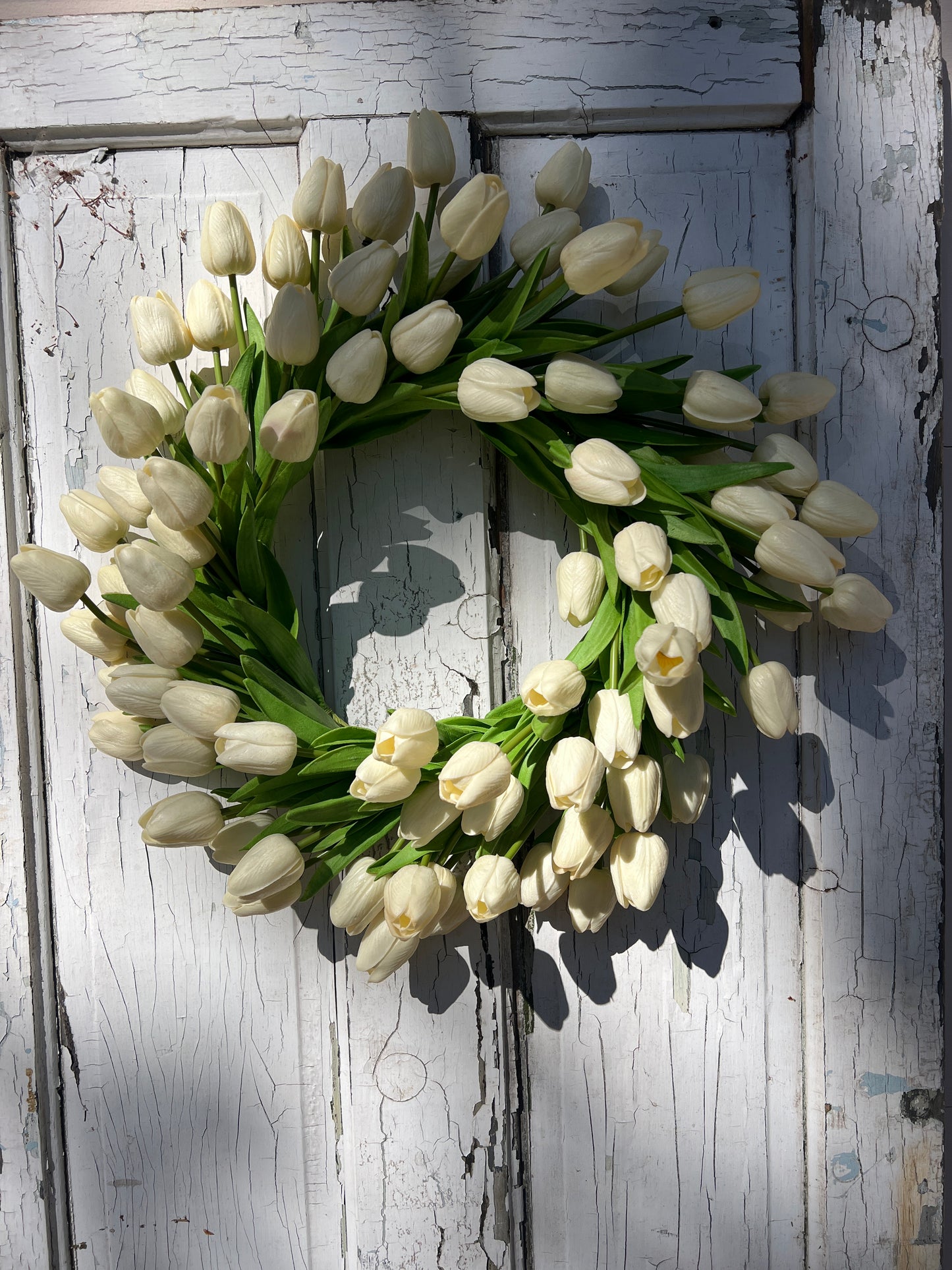 Real Touch Off White Tulip Wreath