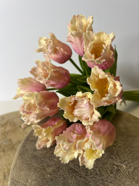 Real Touch Tulips Yellow/Pink Bunch of 12