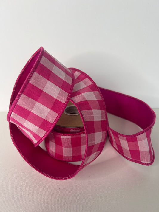 2 1/2" Pink/Pale Pink Check Ribbon