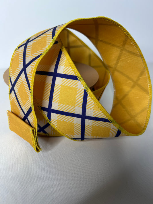 2 1/2" Yellow/Blue Diamond Pattern Ribbon