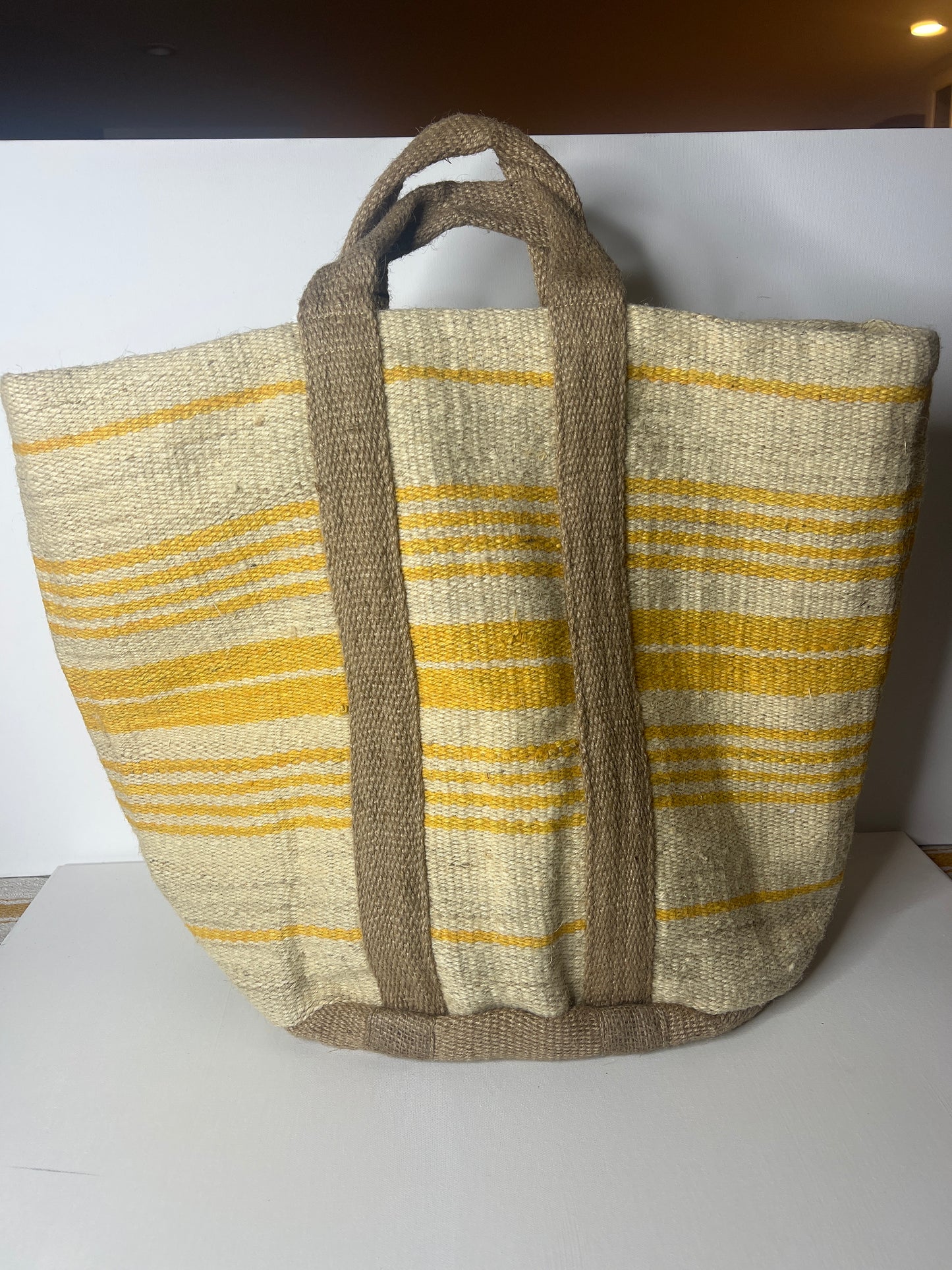 Yellow Stripe Jute Bag