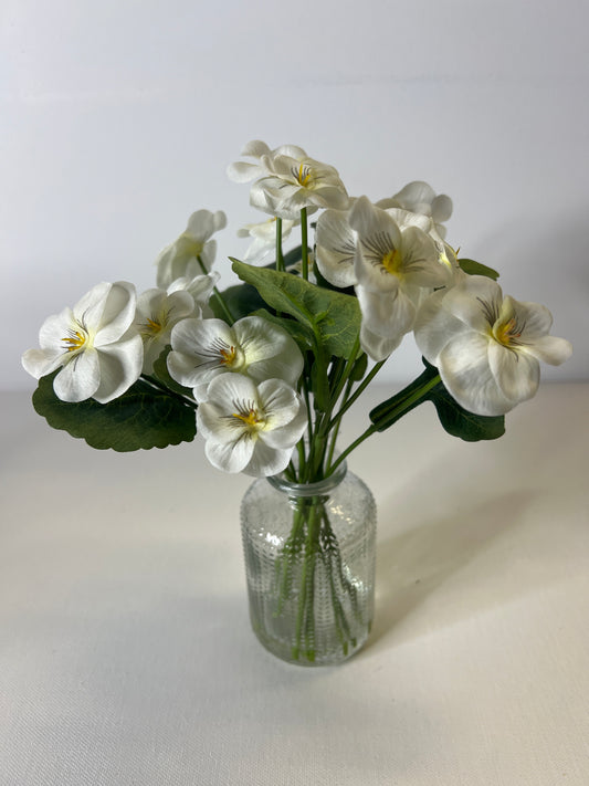 9" Tall White Pansy