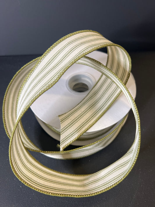 1 1/2" 20yds Green Ticking